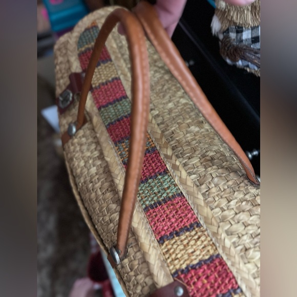 Large vintage woven wicker tote bag in "Boho" style - Picture 11 of 16